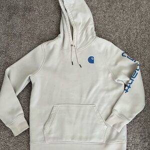 Carhartt Men's Off-White Hoodie with Blue Accents